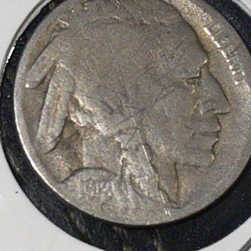 1918/7 Error Partial Horn Enhcd Date  Buffalo Nickel Easy to see 8/7
